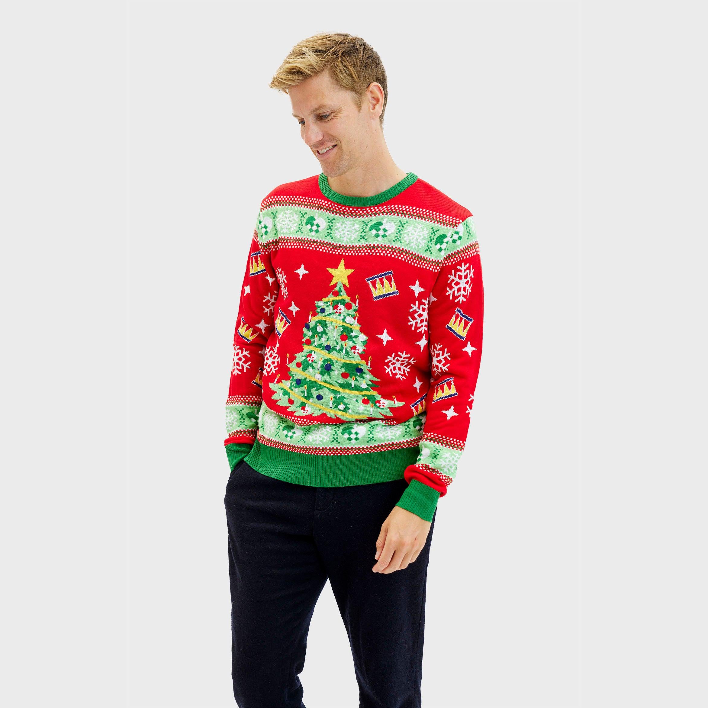Pull De Noël De L'arbre Rouge - Homme